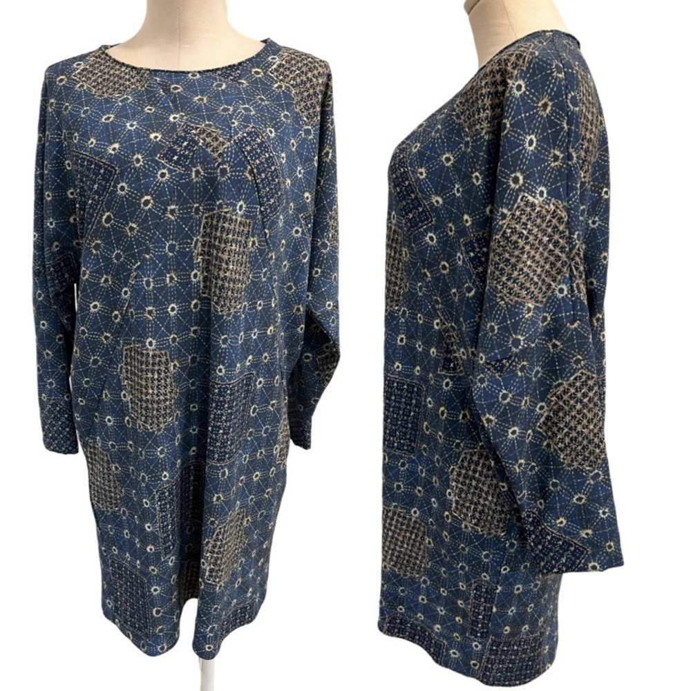 Zara Basic Blue Patchwork Tunic Dress - image 1